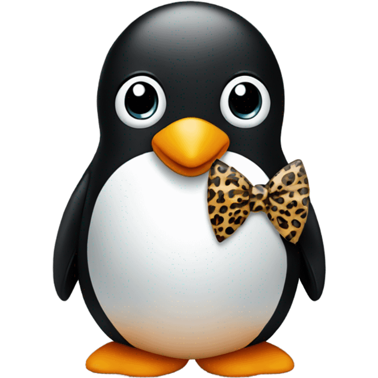 a penguin with a leopard print bow  emoji