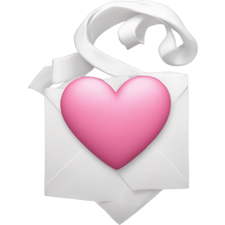 Corazón blanco con moño rosa  emoji