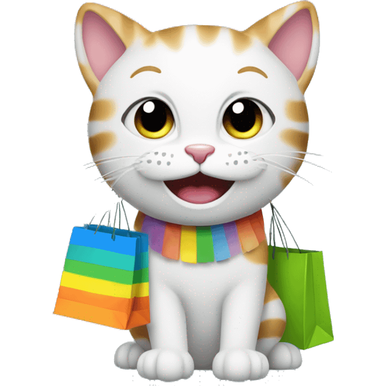 happy gay cat with shopping bags emoji