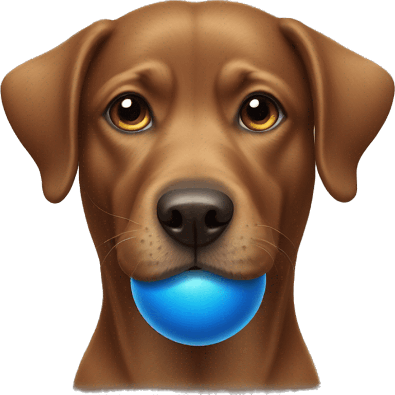 brown dog holding blue ball in mouth emoji