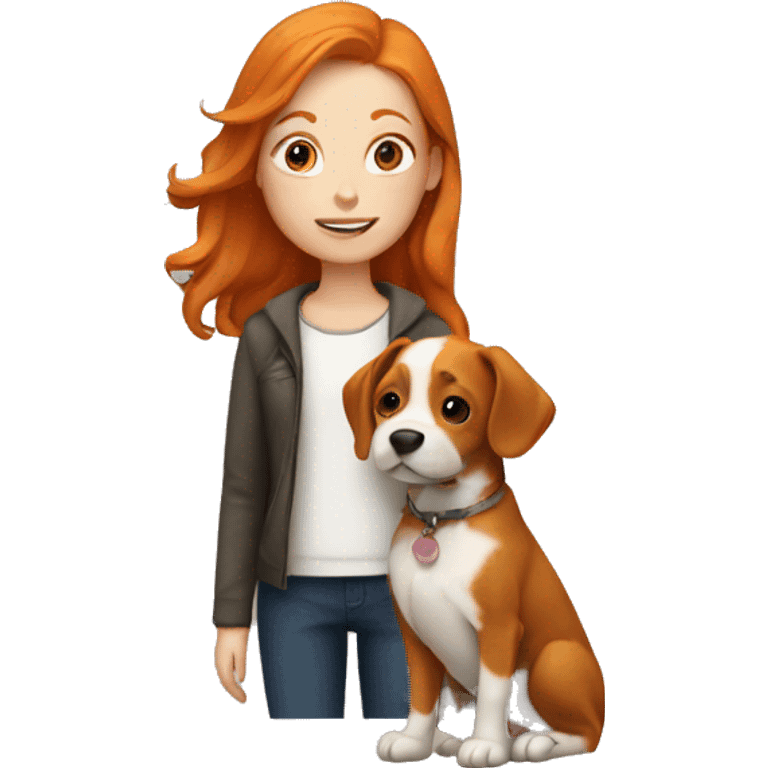 Ginger girl with a dog emoji