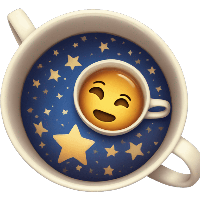 cup of tea with stars painted on the cup emoji