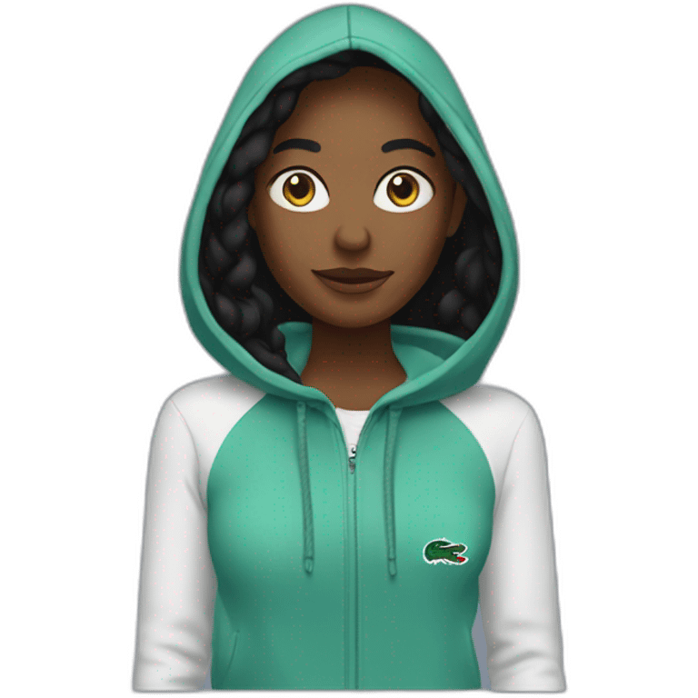 Black ladie using lacoste hoodie emoji