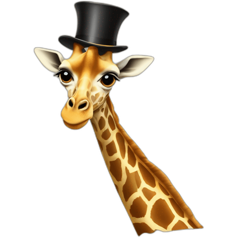 Profile of a giraffe wearing a top hat emoji