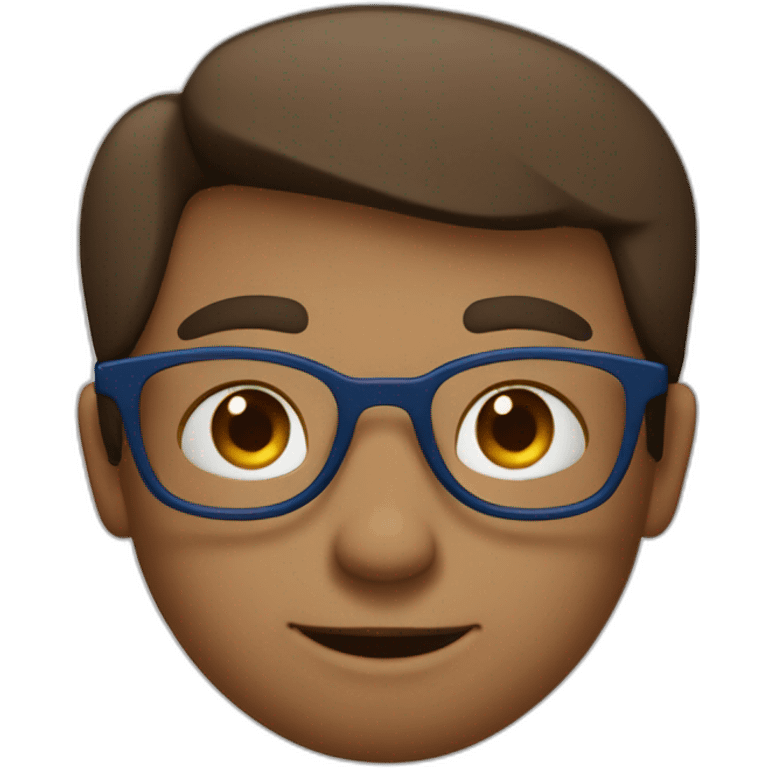 Garcon brun avec de lunettes bleu emoji