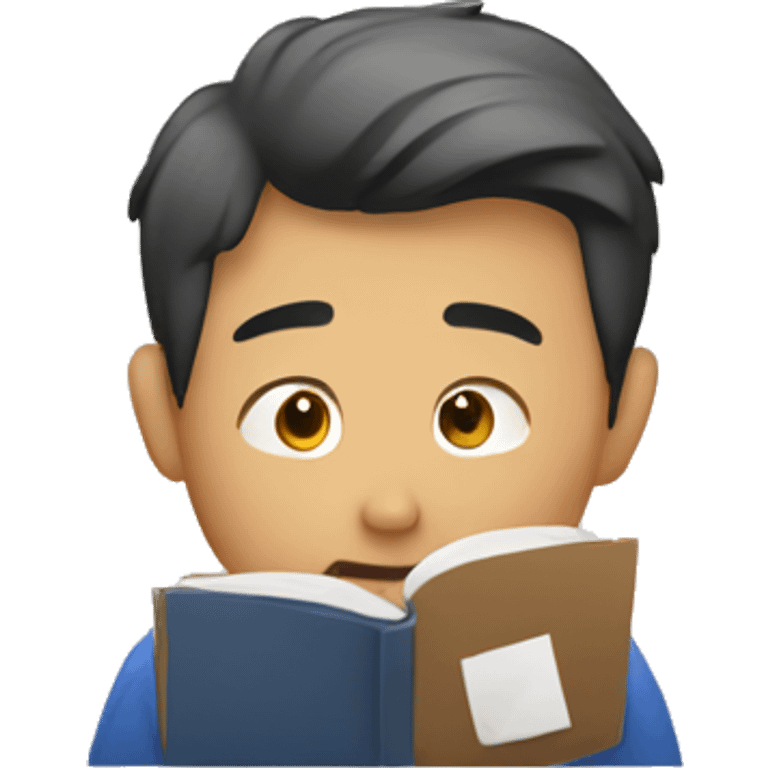 Asian man doing homework emoji