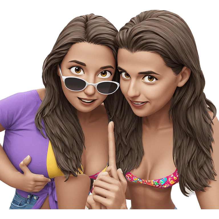 sisters enjoying summer sun emoji