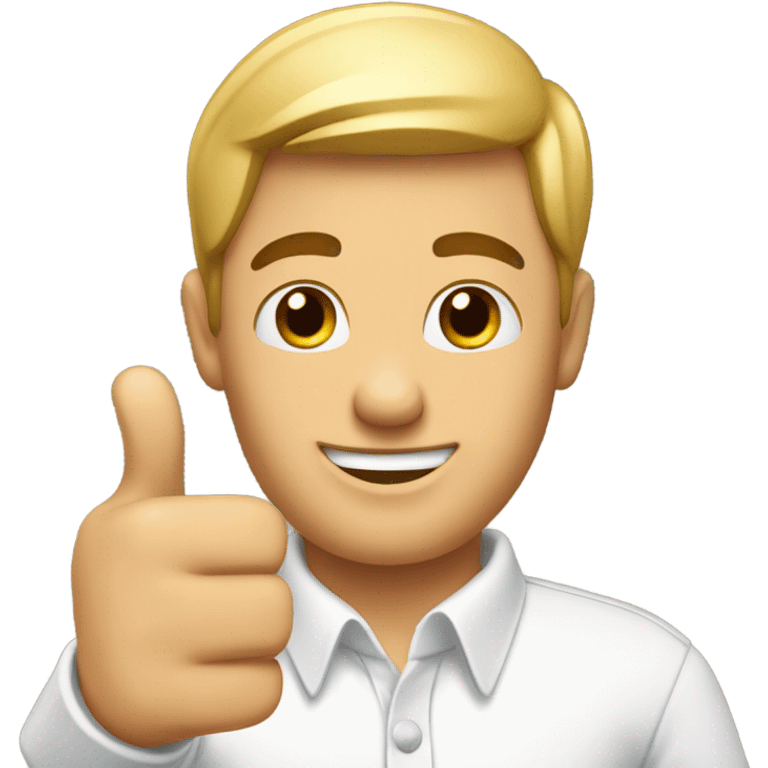 male in white collared shirt thumbs up emoji