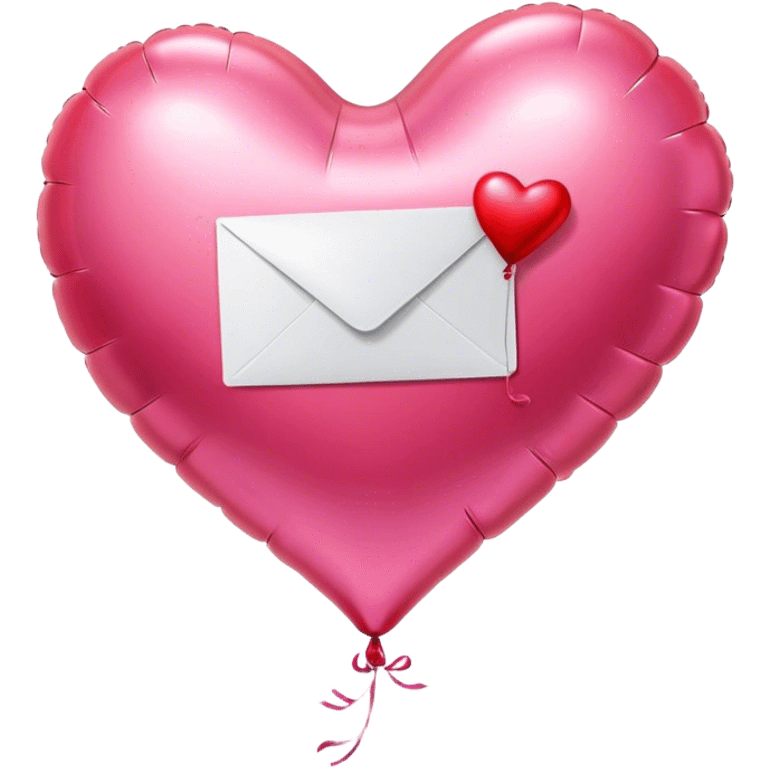 love letter in pink and red metallic heart-shaped balloons emoji