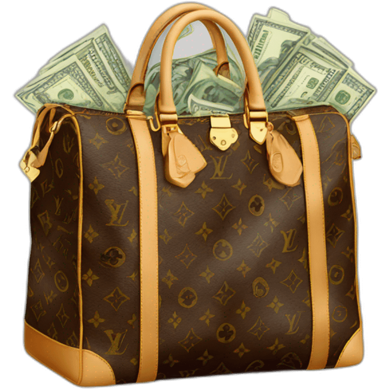 louis vuitton bag full of money emoji