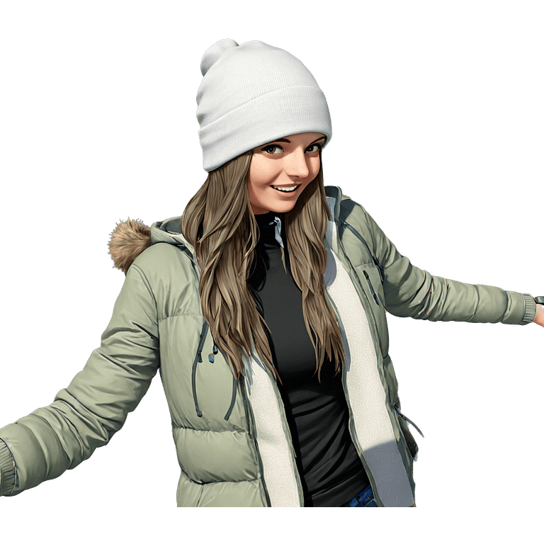 smiling girl in outdoor outfit emoji