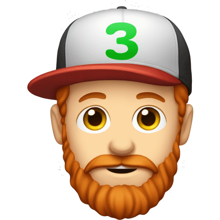 red headed guy with abeard and a cap with a number 3 on it emoji