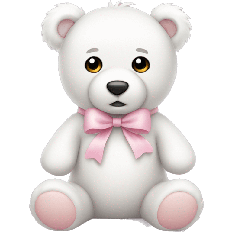 Cute white teddy bear with light pink bow emoji