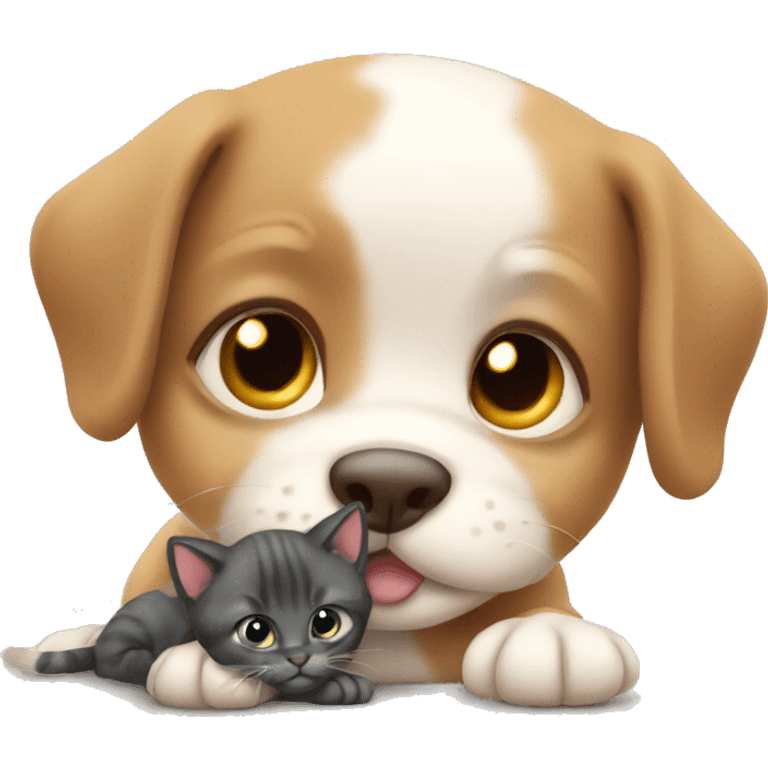 Baby dog and baby kitten  emoji