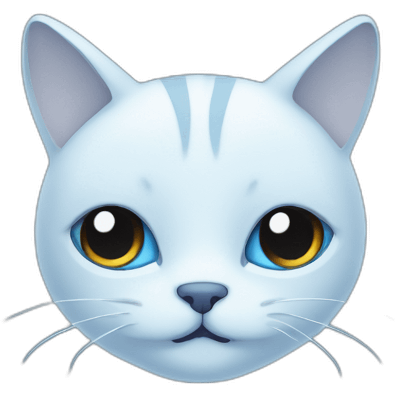 Blue simplistic sketch of a cute cat face emoji