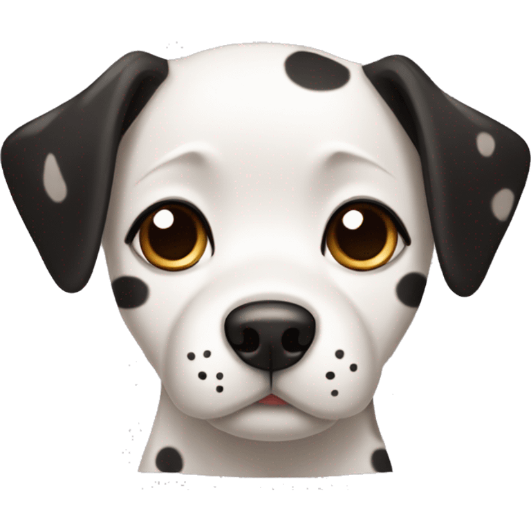 korean black spotted dog feeling awkward  with folded ears  emoji