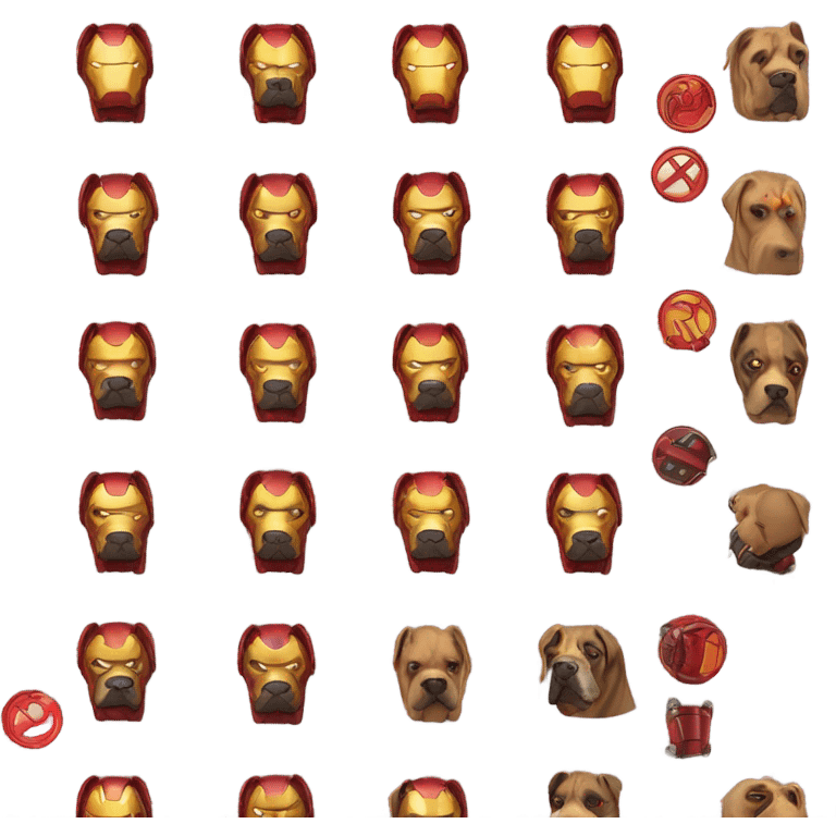  A redand yellow colored Cane Corso dressed as Iron Man. emoji