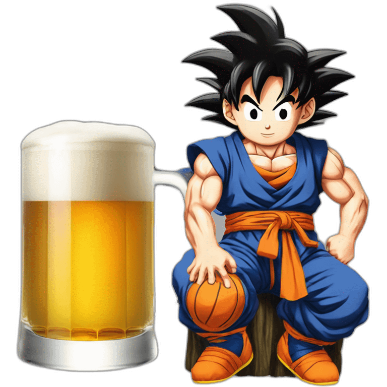 Son Goku bois une bière emoji