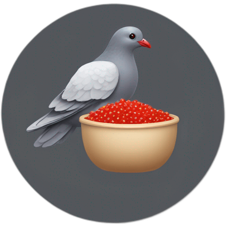 pidgeon holding red caviar in hand emoji