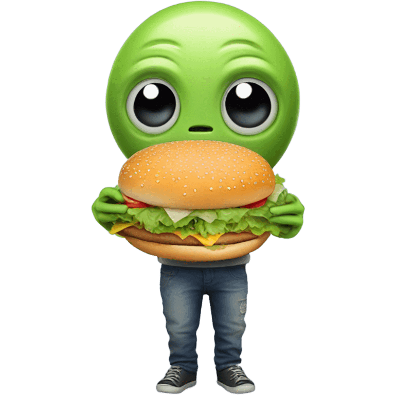 Alien eating burger emoji