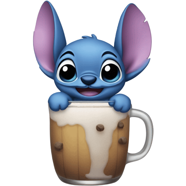 Stitch drinking boba emoji