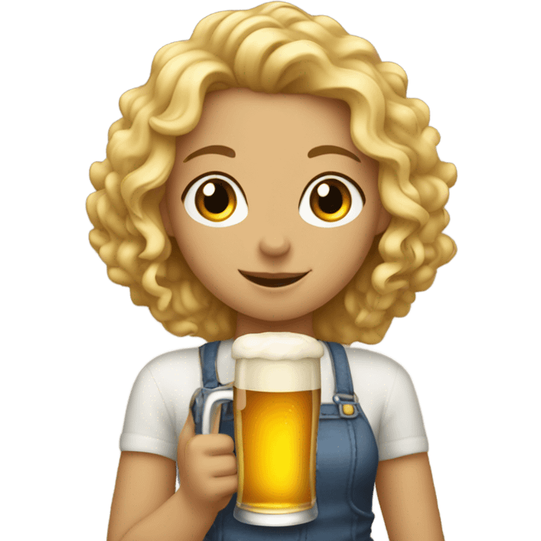 blonde curly girl drinking beer emoji