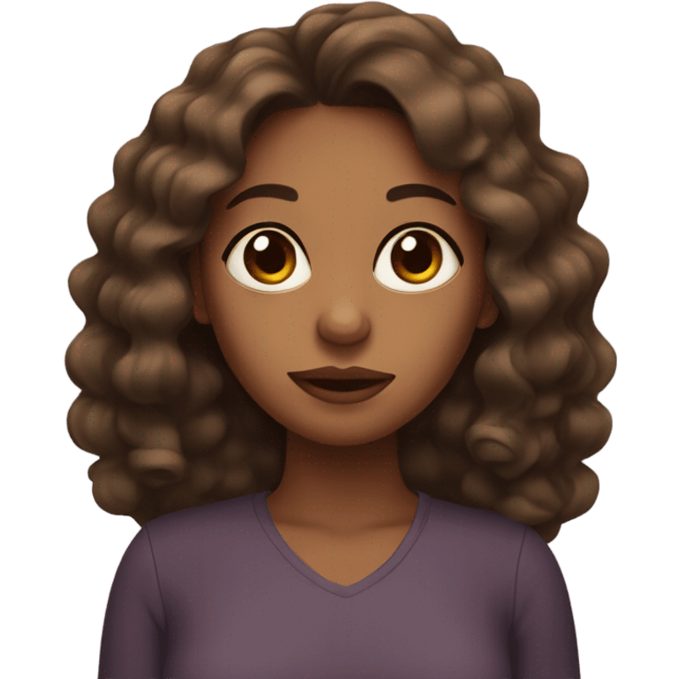 brown woman with big eyes and wavy brown hair  emoji