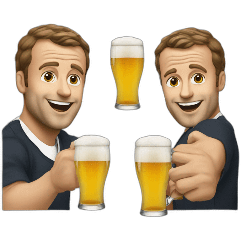 Macron avec une bier emoji