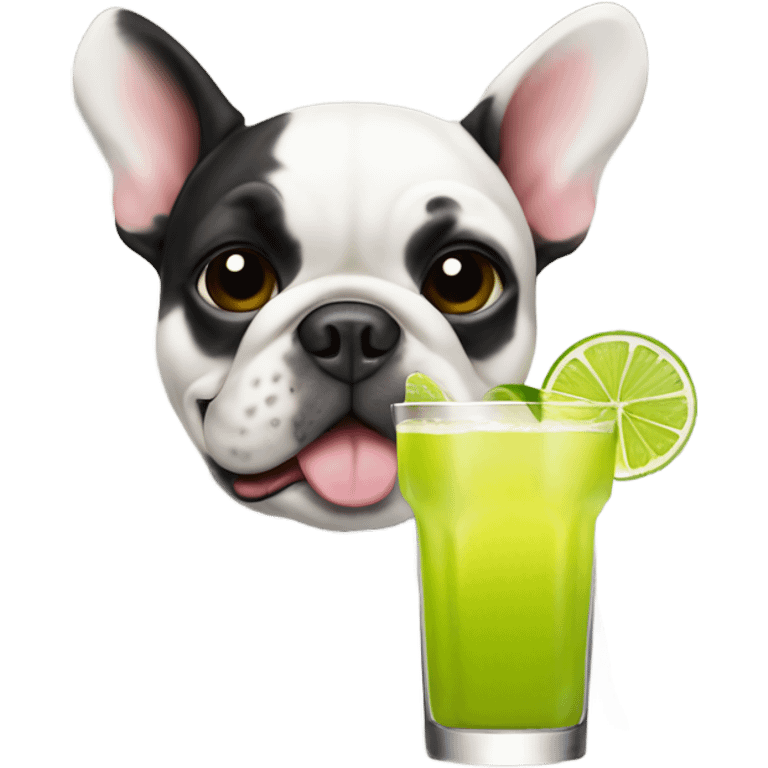 French bull dog drinking a Margarita emoji