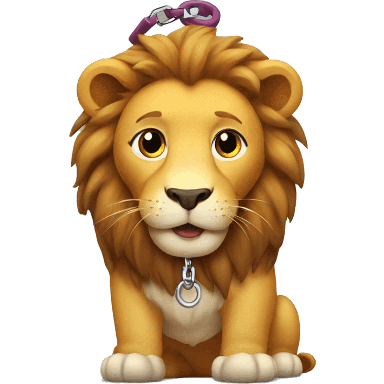 Lion with a leash emoji