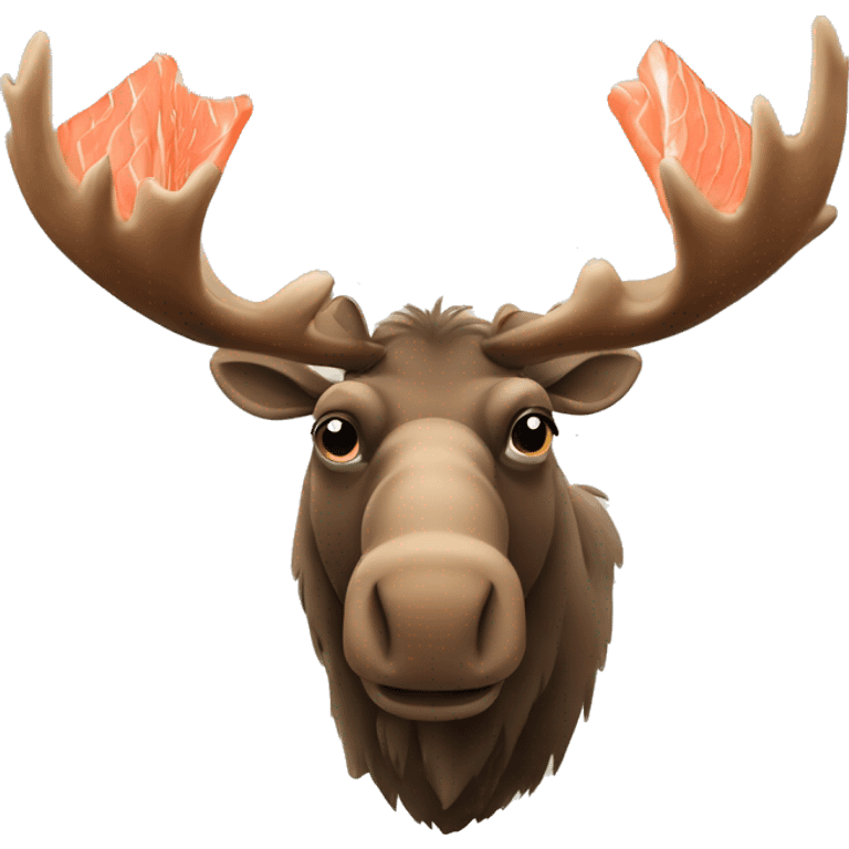 A moose with a salmon head and horns emoji