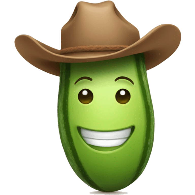 smirking emoji with cowboy hat holding a cucumber  emoji