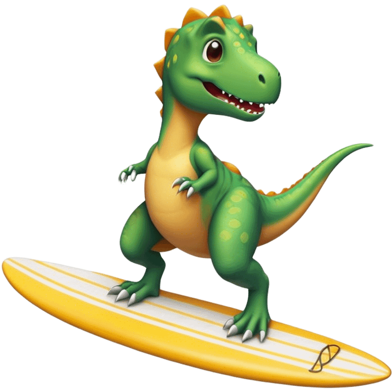 Dino on surfboard emoji