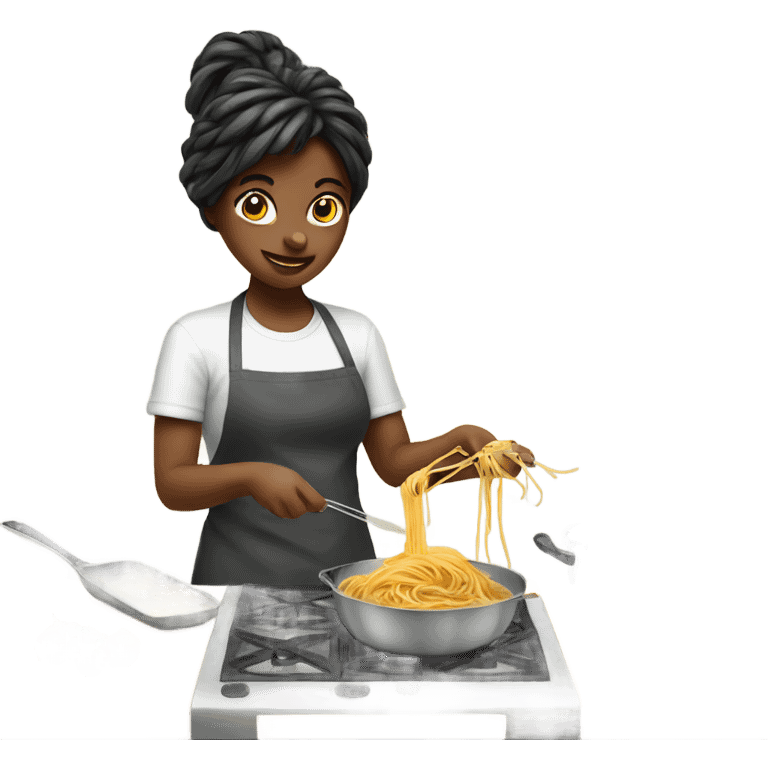 Girl cooking spaghetti emoji