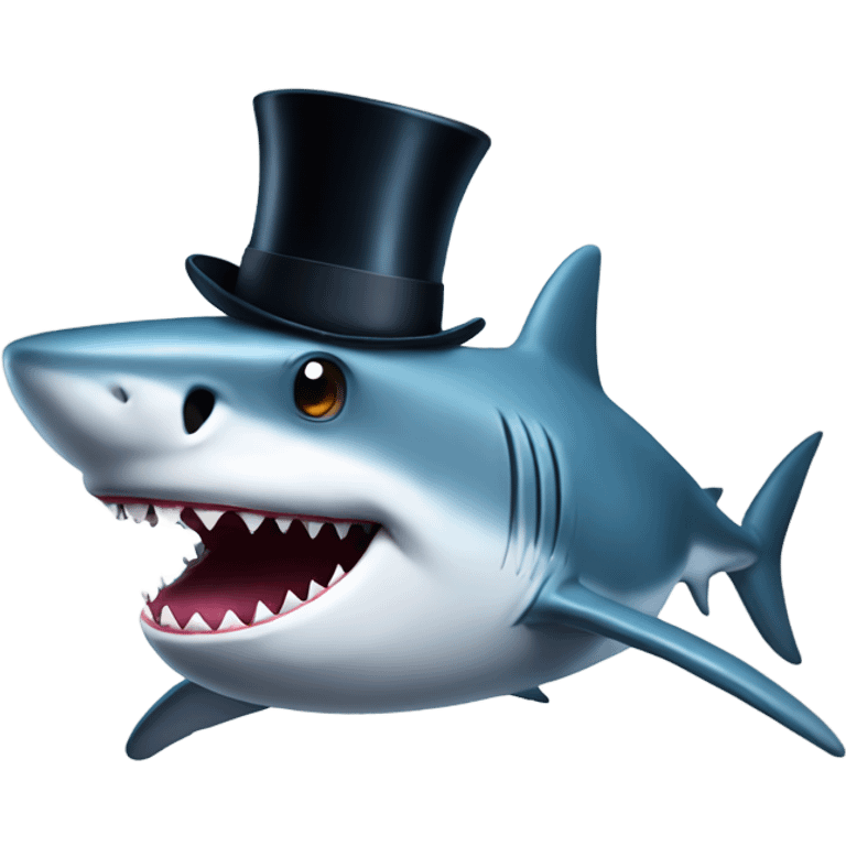 Shark with a top hat emoji