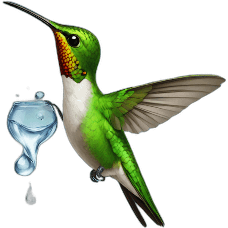 hummingbird taking a drop of water emoji