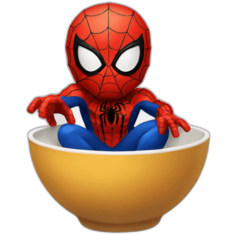 Spiderman taking a bowl emoji