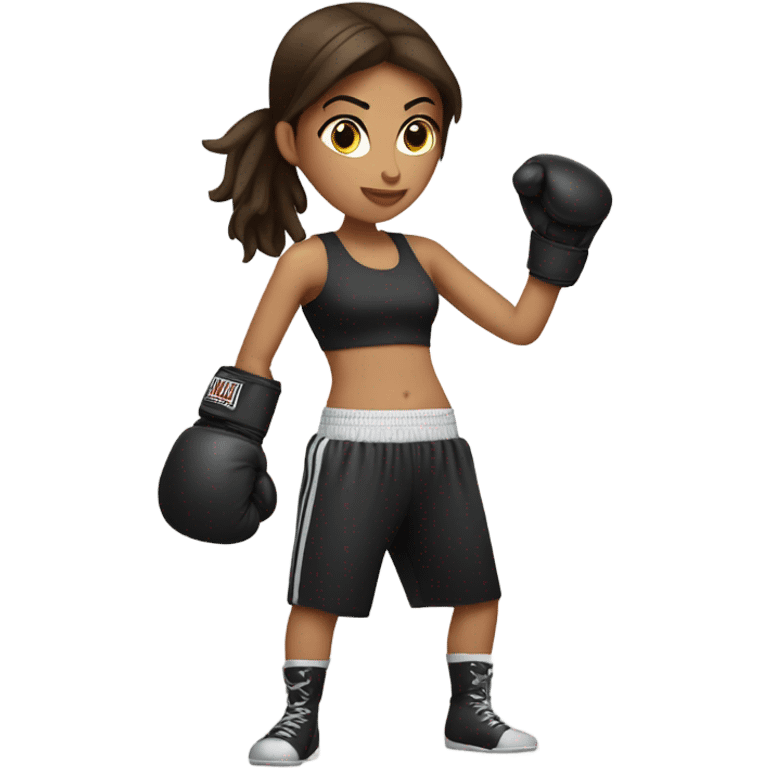 Brunette white girl wearing boxing gloves emoji