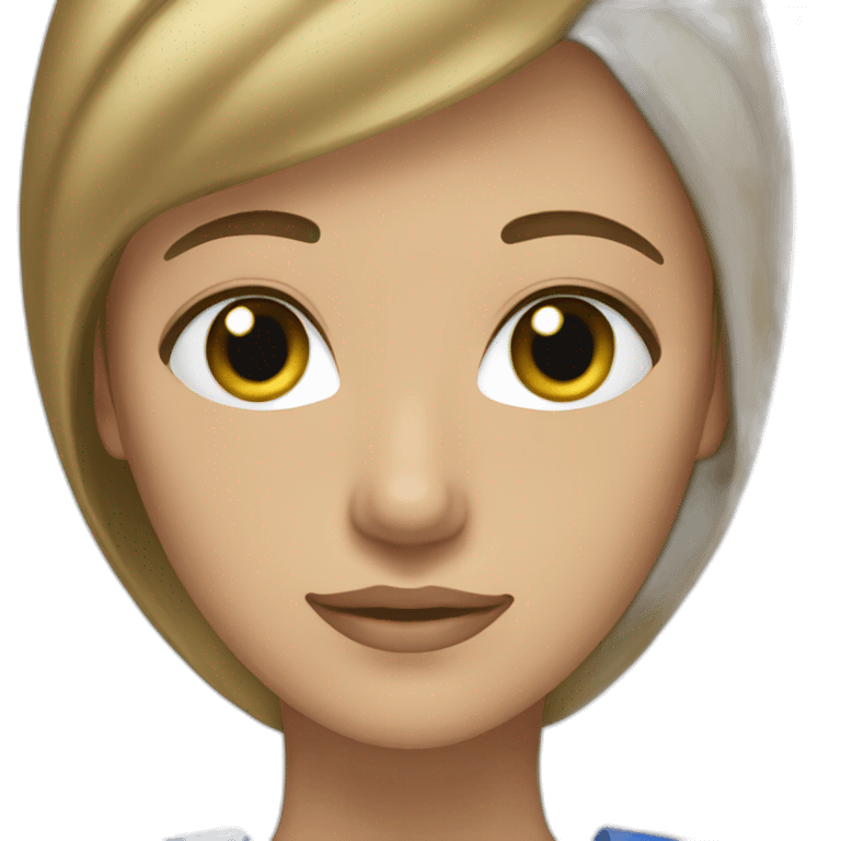 woman grading light brown hair, blue-green eyes emoji