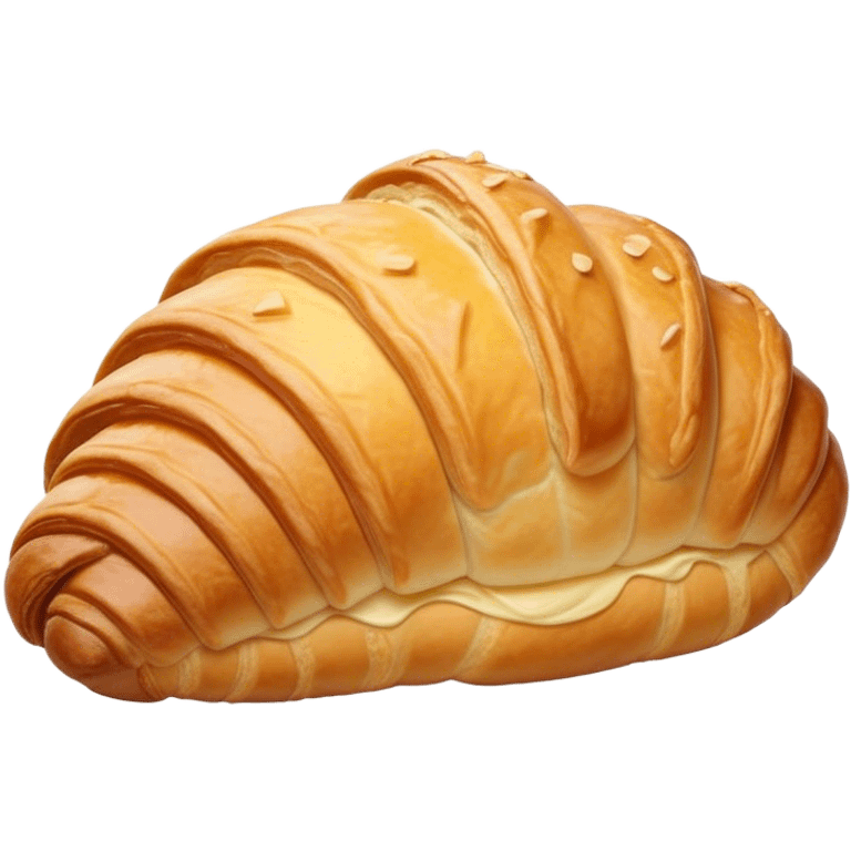 Cinematic Realistic Croissant Pastry Emoji, depicted as a flaky, buttery crescent with a golden, crisp exterior rendered with exquisite detail and warm, inviting lighting. emoji