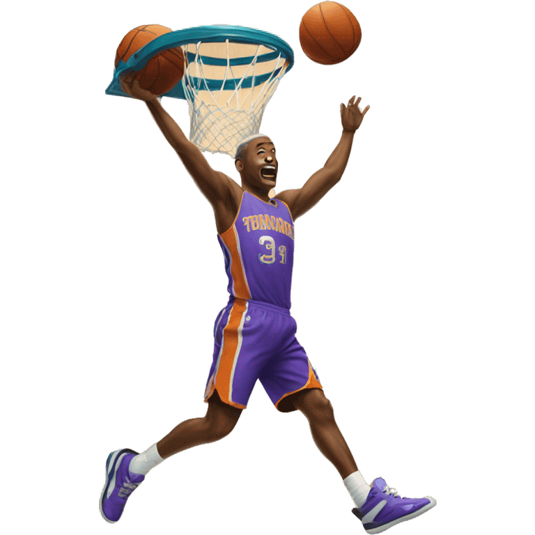 Dunking a basketball from the 3 point line emoji