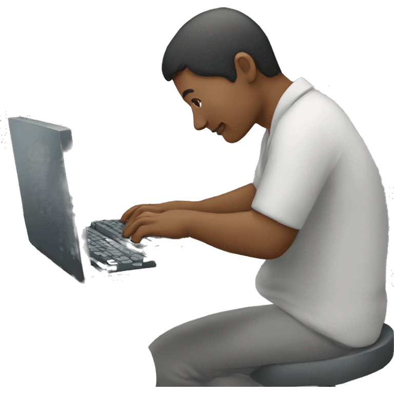 person typing on computer emoji