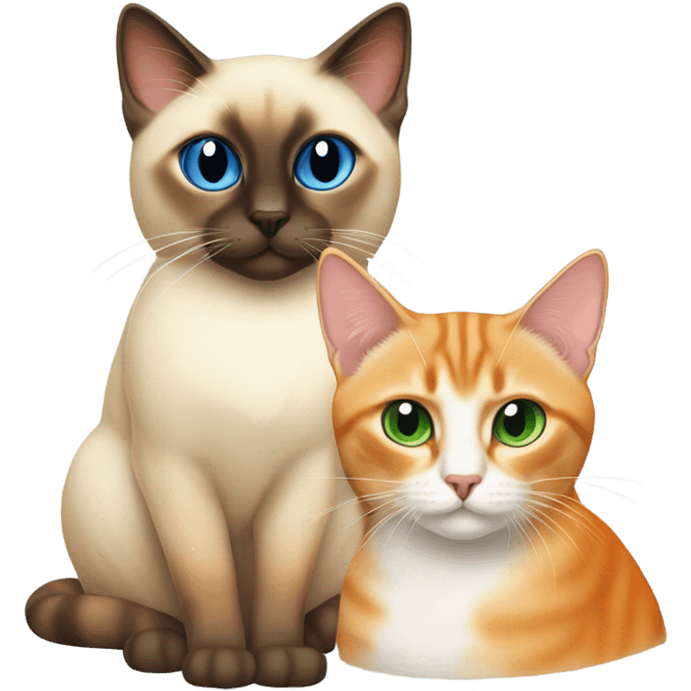 Siamese Cat and Orange cat sitting together emoji