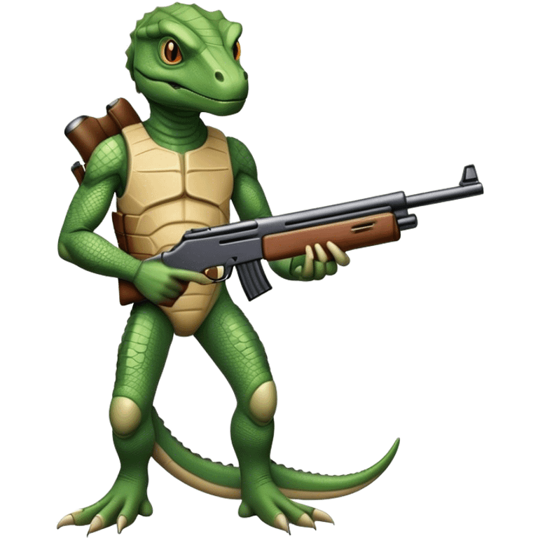 reptilian humanoid with shotgun emoji