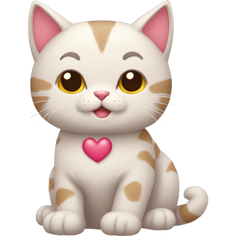 Gatito  con corazónes emoji