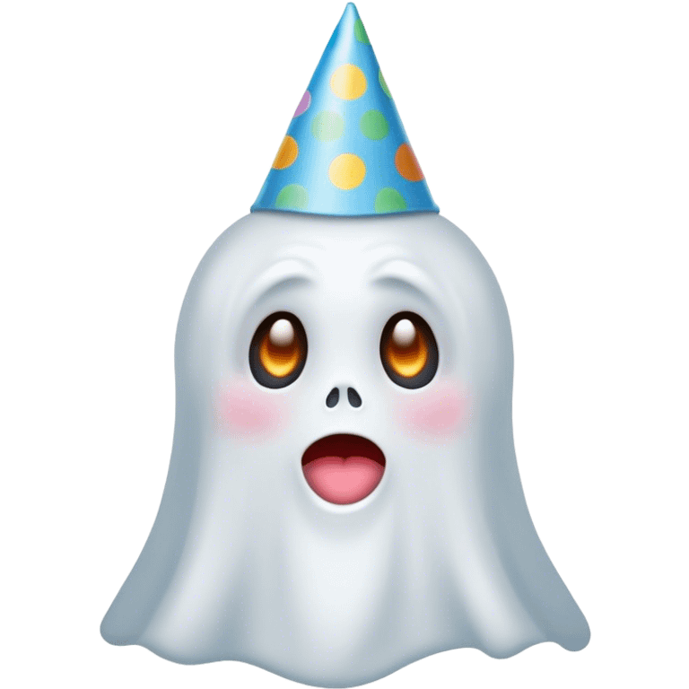 a ghost with a birthday hat emoji