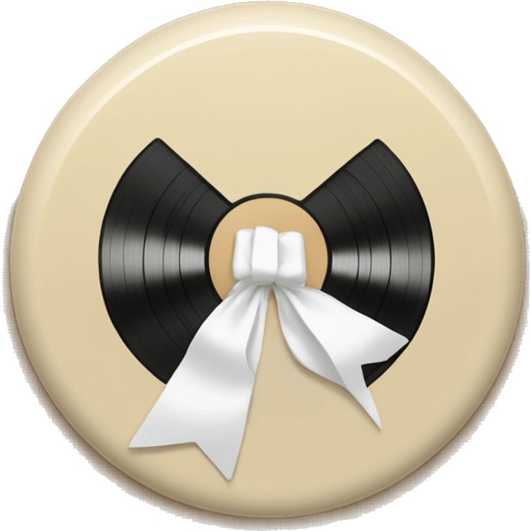 beige vinyl record with white bow emoji