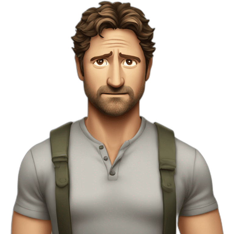 actor gerard butler serious cartoon wearing henley emoji