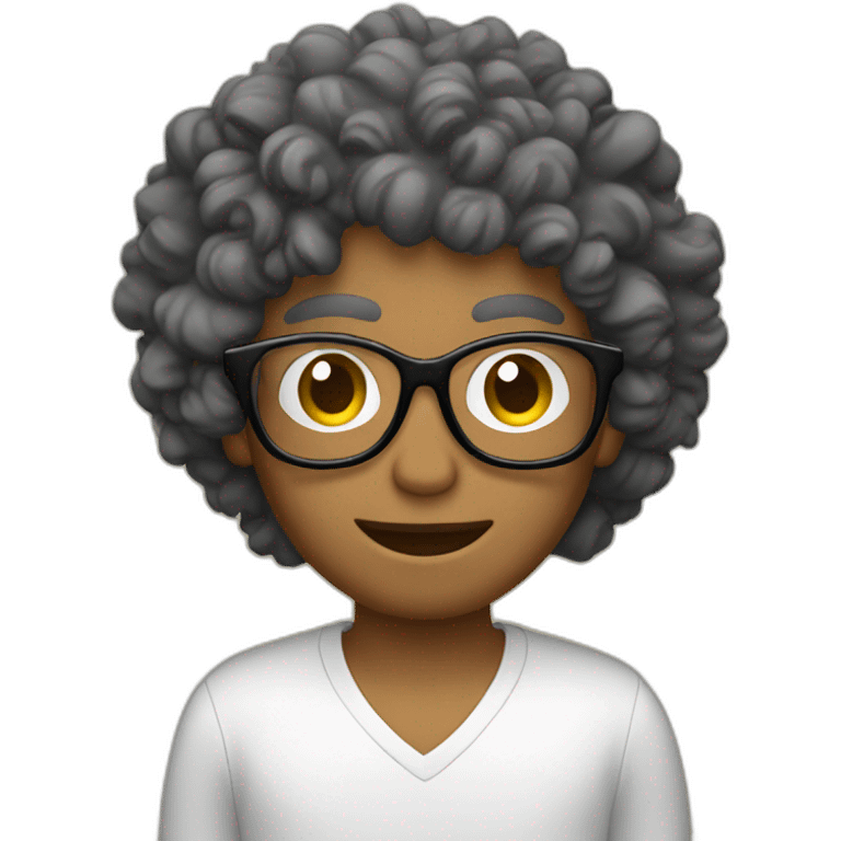 Computer with curly hair glasses emoji