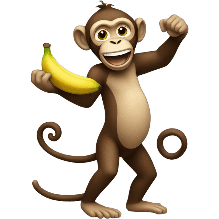 Monkey dancing with banana emoji